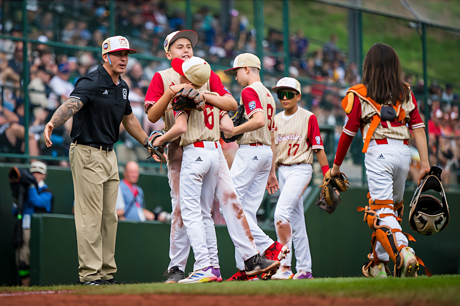 Henderson Little League team celebrates win. 