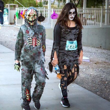 Youth dressed up in scary costumes for Zombie Run 5k.