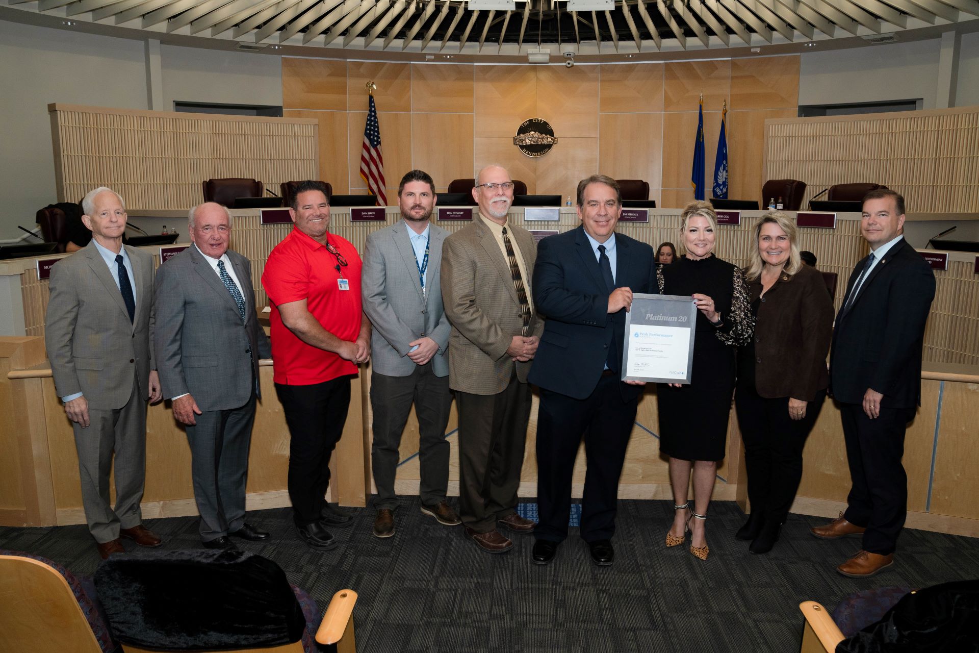 NACWA Platinum Peak Performance Award recognition at Henderson Council meeting.